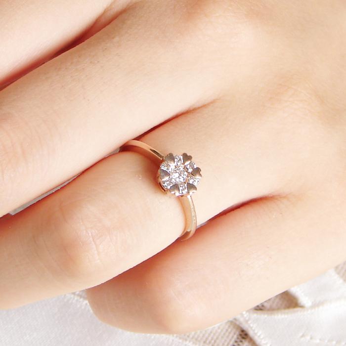 k18WG/PG/YG 【0.25ct】ダイヤ ハート爪リング ゴールド K18 YG WG PG 