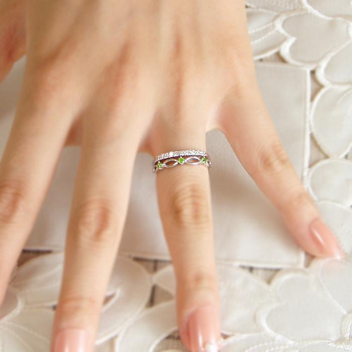 プラチナ ダイヤ デマントイドガーネット 0.2カラット 重ね付け風 ダイヤモンド リング 送料無料 指輪 0.2ct プレゼント Pt900 ガーネット 重ねづけ ber0024の画像