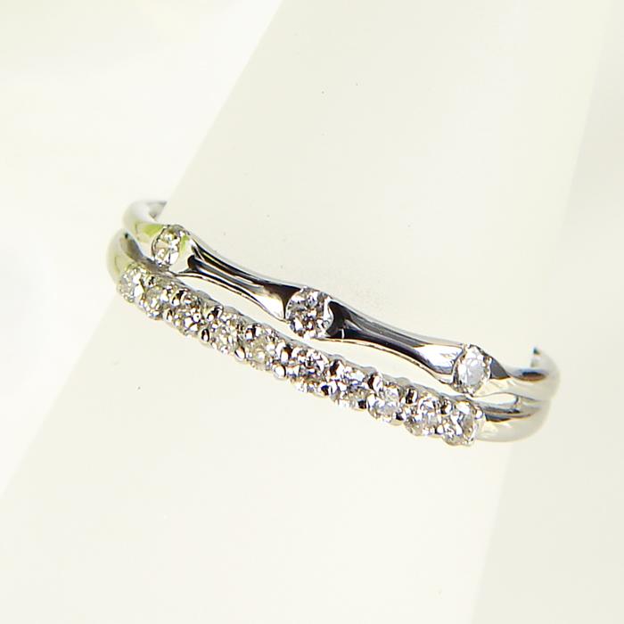 Pt900【0.3ct】ダイヤモンド リング 重ね付け風 リング 0.3カラット 人気 定番 可愛い 2連 シンプル ダイヤ ダイア 指輪 プレゼント 華やか 送料無料 ber0027の画像
