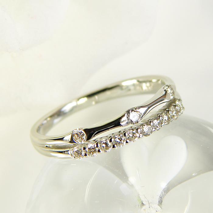 Pt900【0.3ct】ダイヤモンド リング 重ね付け風 リング 0.3カラット 人気 定番 可愛い 2連 シンプル ダイヤ ダイア 指輪 プレゼント 華やか 送料無料 ber0027の画像
