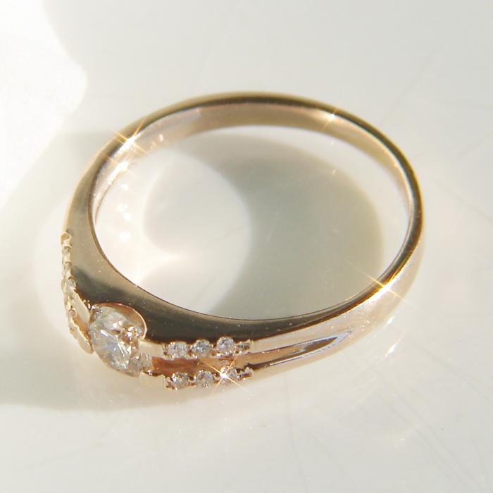 k18PG/WG 0.3ct+0.06ct 大粒ダイヤ タンクリング　18金 ゴールド ピンクゴールド ホワイトゴールド 送料無料 ber0029の画像