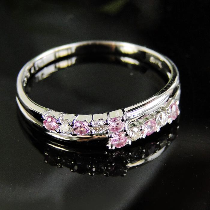 プラチナ900 ピンクサファイアリング 0.08ct ピンクサファイア リング ピンク 人気 可愛い pt900 ダイヤ カラーストーン サファイヤ プレゼント 指輪 シンプルの画像