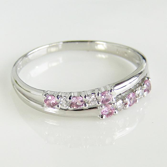 プラチナ900 ピンクサファイアリング 0.08ct ピンクサファイア リング ピンク 人気 可愛い pt900 ダイヤ カラーストーン サファイヤ プレゼント 指輪 シンプルの画像