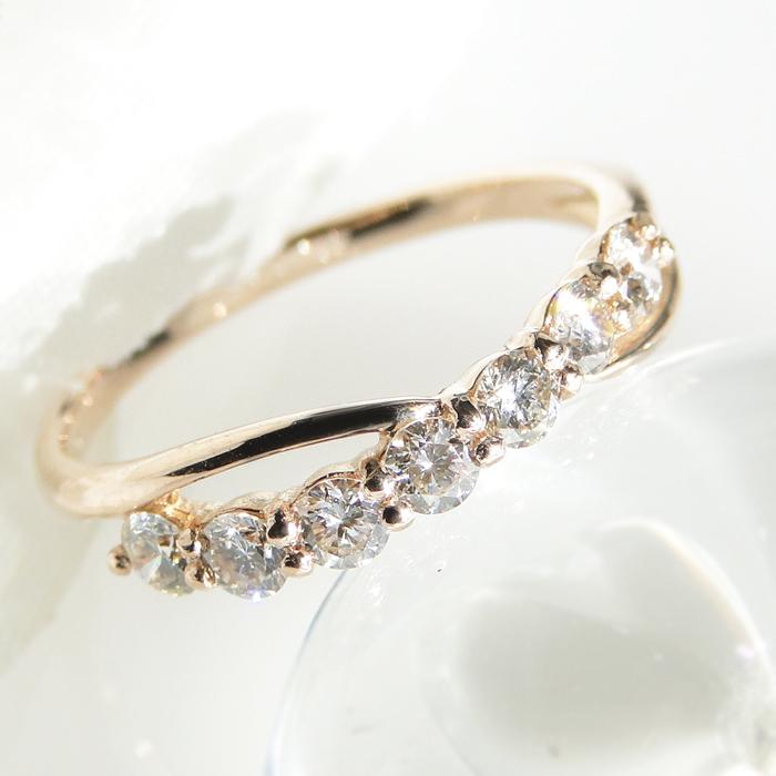 K18PG【 0.5ct】ダイヤモンド リング  代引手数料無料 品質保証書 Ｋ１８ ピンクゴールド １８金 人気 可愛い 華やか 送料無料 0.5ct ber0060の画像