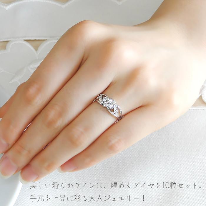pt900【0.5ct 】テン ダイヤモンド リング PT プラチナ プラチナ900 ダイヤ ダイア ダイヤモンドリング  テンダイヤ 10石 指輪 プラチナ 送料無料 0.5ct ber0073の画像
