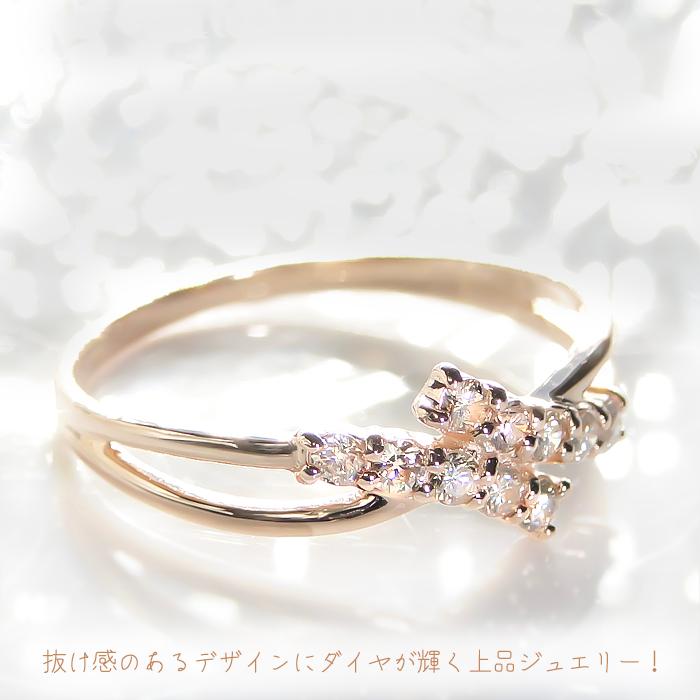 k10PG/WG/YG 0.2ctダイヤモンドリング【ピンキー対応可能】可愛い 人気 10金 10石 テンダイヤ  送料無料 0.2ct ber0085の画像