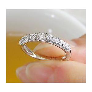 ダイヤモンド エタニティ パヴェ 一粒 指輪 プラチナ pt900 送料無料