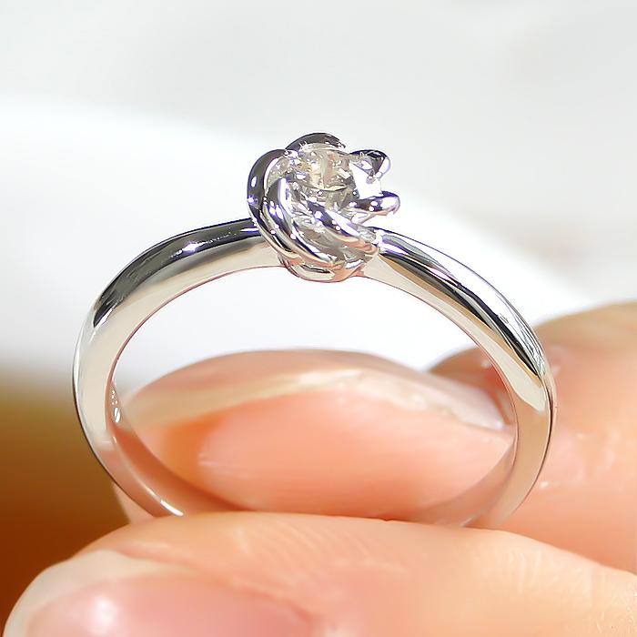 pt900 0.3ct 一粒ダイヤモンドリング プラチナ プラチナ900 ダイヤ ブライダル リング バラ 薔薇 花 婚約 ber0125の画像