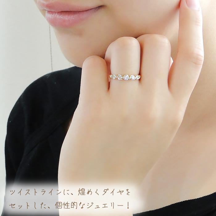 K18 WG/PG /YG 0.5ctUP ツイストダイヤモンド リング 18金 ゴールド ホワイトゴールド ピンクゴールド イエローゴールド 0.5ctUP ber0158の画像