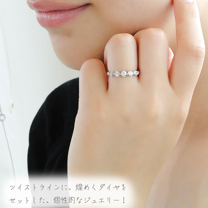 pt900 【0.5ctUP】ツイスト ダイヤモンドリング プラチナ プラチナ900 ダイヤ デザインリング 0.5ctUP ber0159の画像