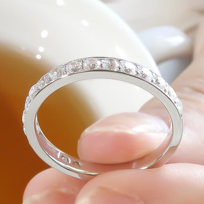 pt900 【1.0ct】ダイヤモンド フチあり エタニティリング 大きめサイズ 