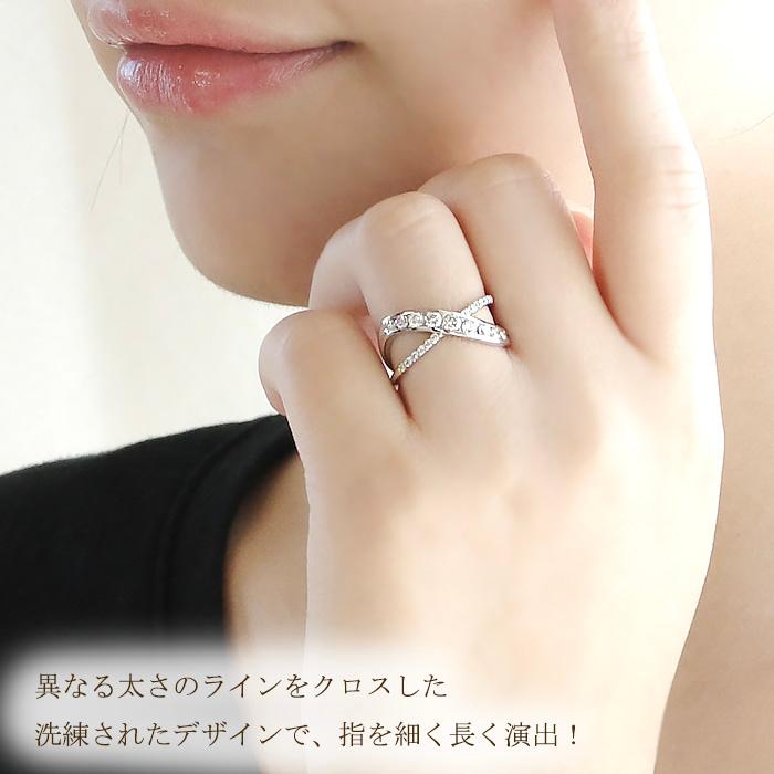 pt900 0.5ctUP ダイヤモンド クロスリング デザイン デザインリング クロス プラチナ ダイヤ  ber0186の画像