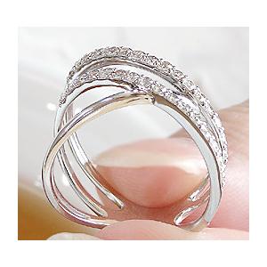 pt900 0.5ctUP ダイヤモンド クロスリング デザインリング プラチナ 日常使い クロス 0.5ct  ber0188の画像
