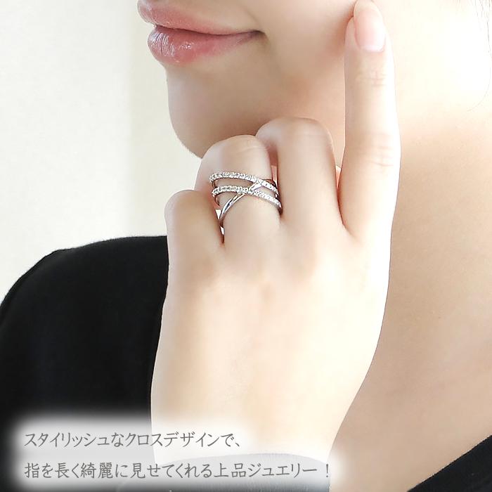 pt900 0.5ctUP ダイヤモンド クロスリング デザインリング プラチナ 日常使い クロス 0.5ct  ber0188の画像