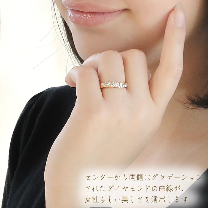 K18YG/PG/WG【0.5ctUP】ダイヤモンド ウェーブリング ダイヤ 金 18金 グラデーション デザイン デザインリング ゴールド 高品質 ジュエリー ber0200の画像