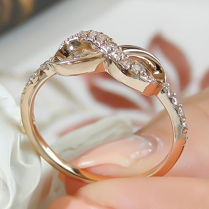 K18YG/PG/WG 0.2ct 無限大∞モチーフリング ジュエリー レディース 指輪 リング ホワイトゴールド ピンクゴールド イエローゴールド K18YG 18PG 18WG  ber0211の画像