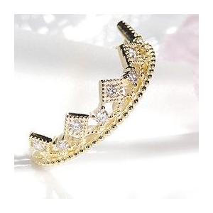 k18YG ダイヤモンド 指輪 ゴールド クラウンモチーフ ティアラ 重ねづけ 0.2ct ber0217 |  | 01