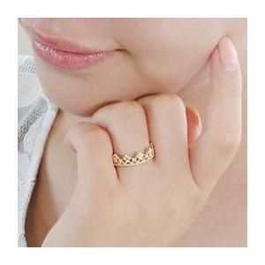 k18YG ダイヤモンド 指輪 ゴールド クラウンモチーフ ティアラ 重ねづけ 0.2ct ber0217 |  | 02