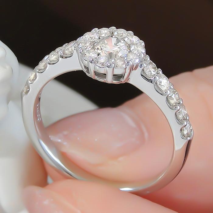 Pt900 0.8ct ダイヤモンド リング 指輪 リング プラチナ ダイヤモンド 花 フラワー 0.3カラット 0.5カラット 取り巻き ダイア pt900 ber0244の画像
