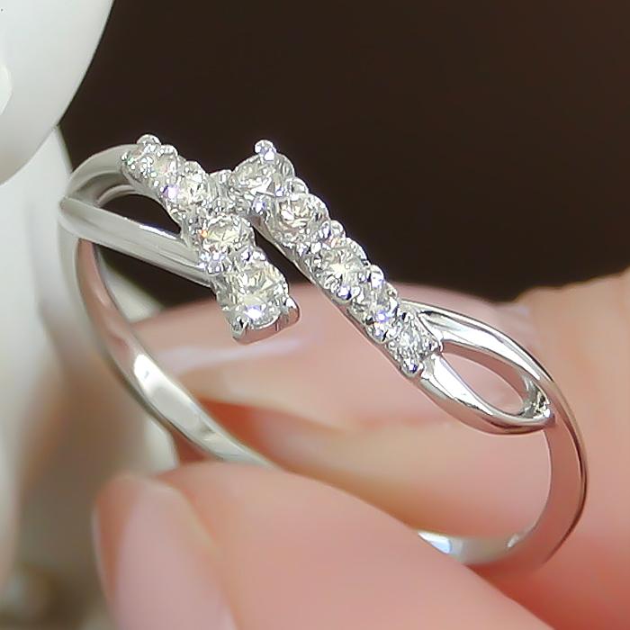 pt900 0.2ct テンダイヤモンド リング プラチナ PT １０周年 結婚記念日 可愛い ダイヤモンド ダイヤ 指輪 リングテンダイヤモンド 10石 10粒 ウェーブ ber0259の画像