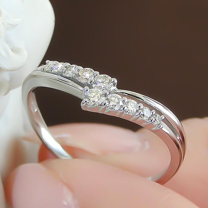 pt900 0.2ct テンダイヤモンド リング プラチナ ハードプラチナ ダイヤモンド ダイヤ 指輪 リング 0.2ct 10石 10粒 テンダイヤモンド Vライン ber0261の画像