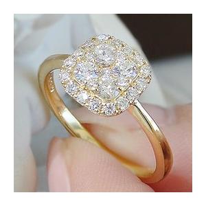 スクエアパヴェダイヤリング 天然ダイヤ K18WG 指輪 K18 YG WG PG ダイヤモンド ダイヤ 指輪 リング スクエア