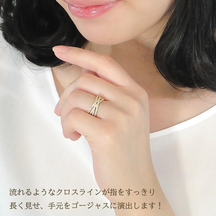 K18 YG 0.3ct クロス ダイヤモンド リング ダイヤモンド ダイヤ 指輪 リング クロス 0.3ct ゴールド 18k 18金 4月 誕生石 ber0274の画像