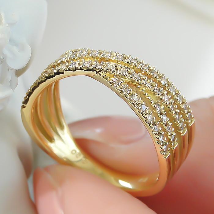 K18 YG 0.3ct クロス ダイヤモンド リング ダイヤモンド ダイヤ 指輪 リング クロス 0.3ct ゴールド 18k 18金 4月 誕生石 ber0274の画像