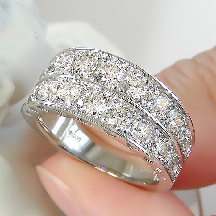pt900 2.0ct ダイヤモンド 2連 エタニティリング プラチナ900 プラチナ 2ct 2.0 2カラット エタニティ 2連 ブライダルリング 人気 豪華 幅広 ジュエリー ber0280 |  | 03