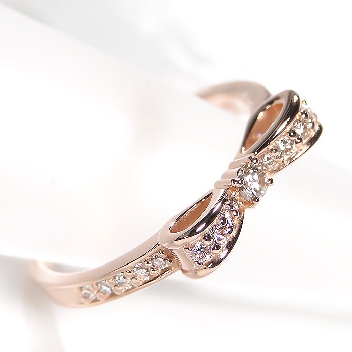 k18YG/WG/PG【0.2ct】ダイヤモンド リボン リング K18 ゴールド リボンモチーフ ダイヤモンドリング 18金 可愛い レディース ber0285の画像