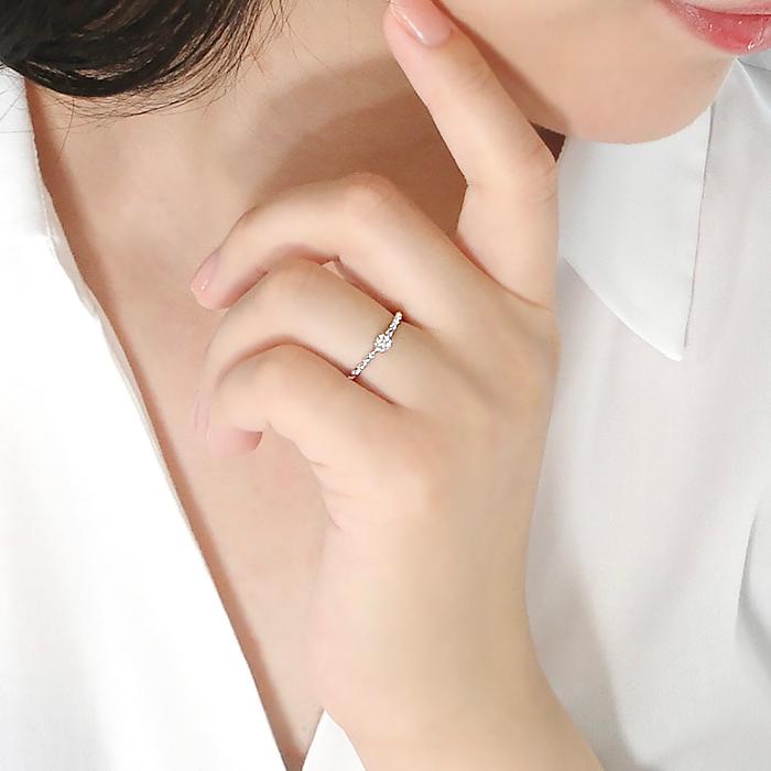 K18YG/PG/WG  0.10ct一粒 ダイヤモンド ブルーダイヤモンド リング 指輪 ブルーダイヤ 一粒 18k 18金 ゴールド 0.1ct 華奢 ber0306の画像