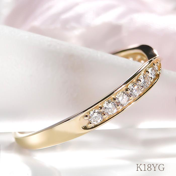 K18YG/PG/WG 0.20ct ダイヤモンド リング ジュエリー 0.2カラット 18k 18金 ゴールド エタニティ 結婚 婚約 ブライダル 4月誕生石 おしゃれ フチあり ber0311の画像