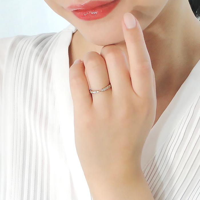 K18YG/PG/WG 0.20ct ダイヤモンド リング ジュエリー 0.2カラット 18k 18金 ゴールド エタニティ 結婚 婚約 ブライダル 4月誕生石 おしゃれ フチあり ber0311の画像
