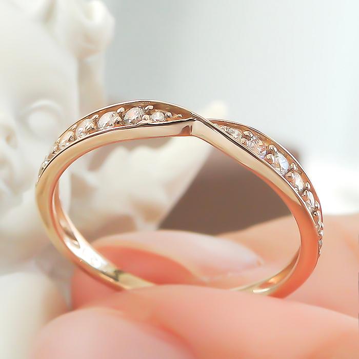 K18YG/PG/WG 0.20ct ダイヤモンド リング ジュエリー 0.2カラット 18k 18金 ゴールド エタニティ 結婚 婚約 ブライダル 4月誕生石 おしゃれ フチあり ber0311の画像