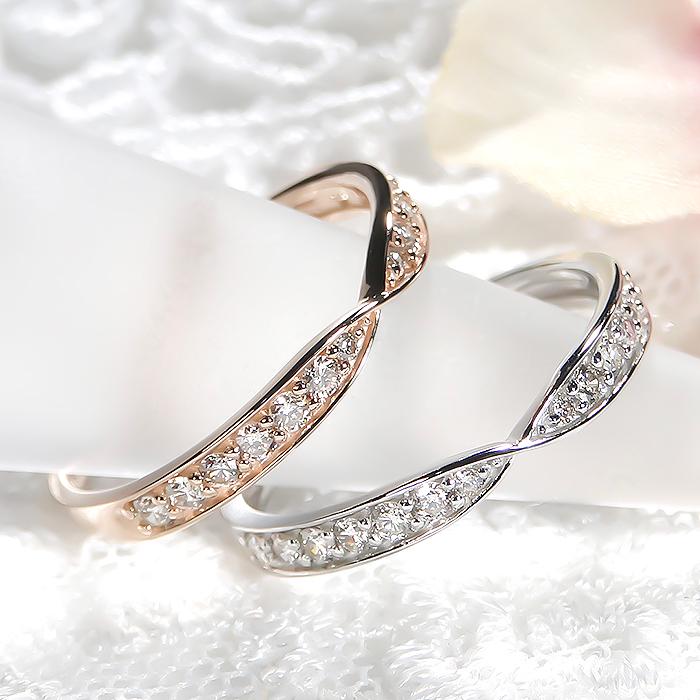 K18YG/PG/WG 0.20ct ダイヤモンド リング ジュエリー 0.2カラット 18k 18金 ゴールド エタニティ 結婚 婚約 ブライダル 4月誕生石 おしゃれ フチあり ber0311の画像