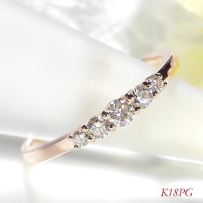 K18YG/PG/WG 0.20ctUP ダイヤモンド リング ゴールド K18 YG PG WG  0.2カラット グラデーション 18k 18金 結婚 ブライダル 4月誕生石 ber0315の画像