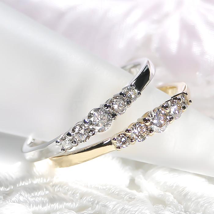 K18YG/PG/WG 0.20ctUP ダイヤモンド リング ゴールド K18 YG PG WG  0.2カラット グラデーション 18k 18金 結婚 ブライダル 4月誕生石 ber0315の画像
