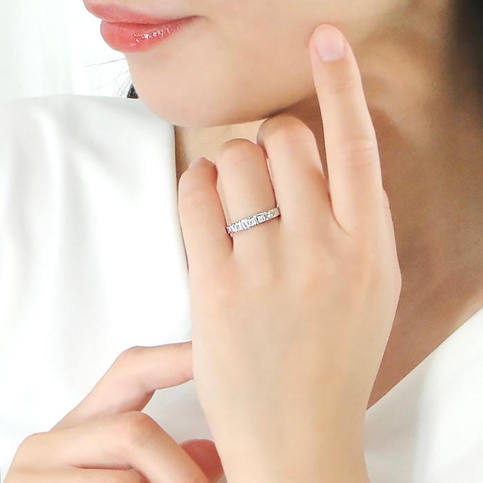 Pt900 0.10ct ダイヤモンド エタニティリング 0.1カラット pt900 0.1ct  送料無料 グラデーション 可愛い プレゼント 誕生日 ハーフエタ 人気 ber0324の画像