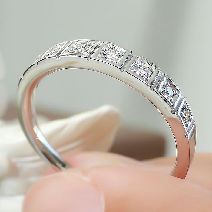 Pt900 0.10ct ダイヤモンド エタニティリング 0.1カラット pt900 0.1ct  送料無料 グラデーション 可愛い プレゼント 誕生日 ハーフエタ 人気 ber0324の画像