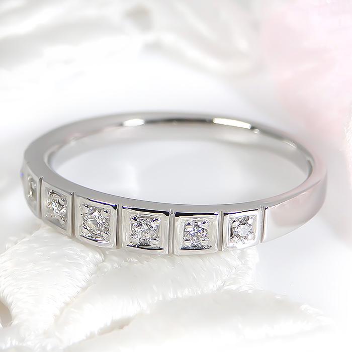 Pt900 0.10ct ダイヤモンド エタニティリング 0.1カラット pt900 0.1ct  送料無料 グラデーション 可愛い プレゼント 誕生日 ハーフエタ 人気 ber0324の画像