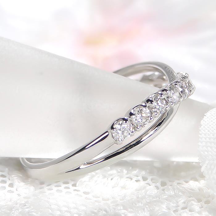 Pt900 0.30ct クロス ダイヤモンド リング ジュエリー 0.3カラット