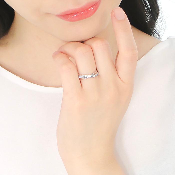 Pt900 0.30ct クロス ダイヤモンド リング ジュエリー 0.3カラット