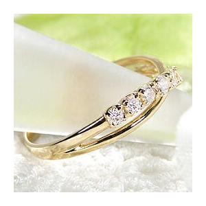 K18YG PG WG 0.30ct クロス ダイヤモンド リング ジュエリー 0.3