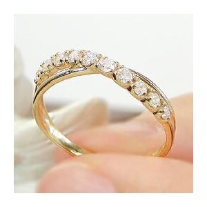K18YG PG WG 0.30ct クロス ダイヤモンド リング ジュエリー 0.3