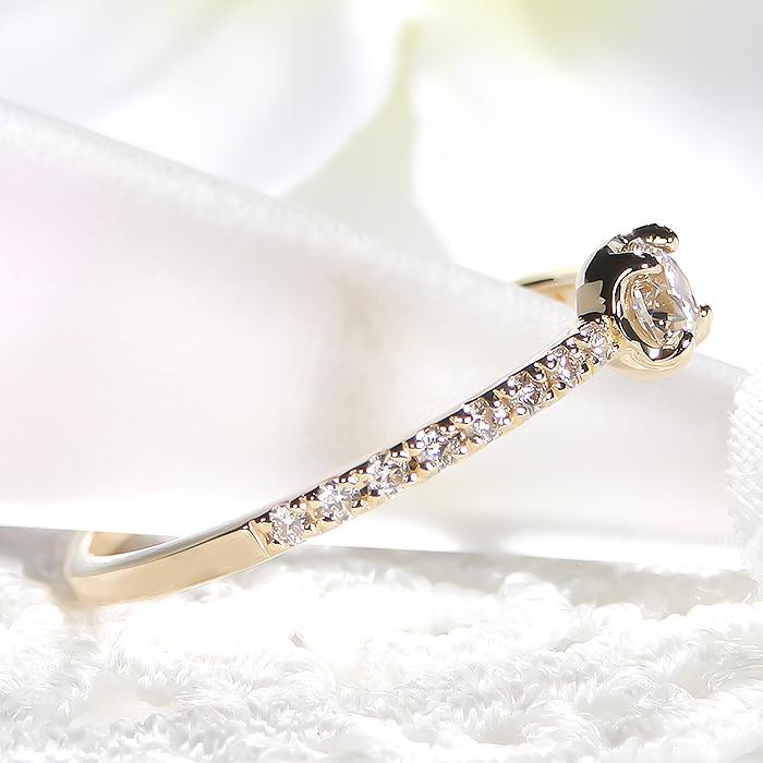 K18YG/PG/WG 0.30ct ダイヤモンド リング ジュエリー ダイヤ 0.3カラット 18金 18k ゴールド 0.16ct エタニティ 一粒 ハーフエタニティ 4誕生石 ber0332の画像