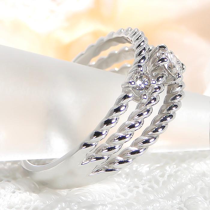 Pt900 0.30ct ツイスト ダイヤモンド リング ジュエリー ダイヤ 0.3カラット ルテニウム割 ツイスト 3連 プラチナ 幅広 プラチナ900 可愛い ひねり ber0333の画像