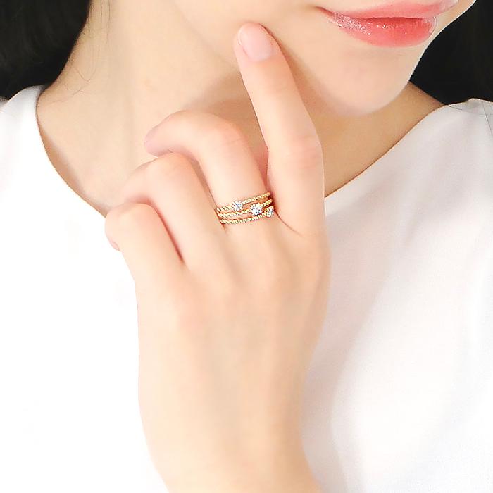 K18YG PG WG 0.30ct ツイスト ダイヤモンド リング ジュエリー ダイヤ 0.3カラット 18金 ゴールド ツイスト 3連 幅広 18k 可愛い ひねり ber0334の画像