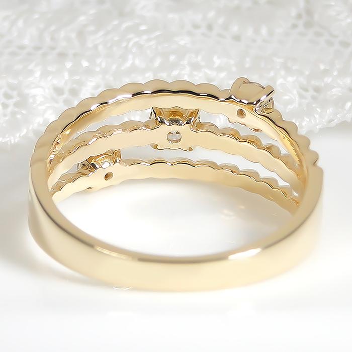 K18YG PG WG 0.30ct ツイスト ダイヤモンド リング ジュエリー ダイヤ 0.3カラット 18金 ゴールド ツイスト 3連 幅広 18k 可愛い ひねり ber0334の画像