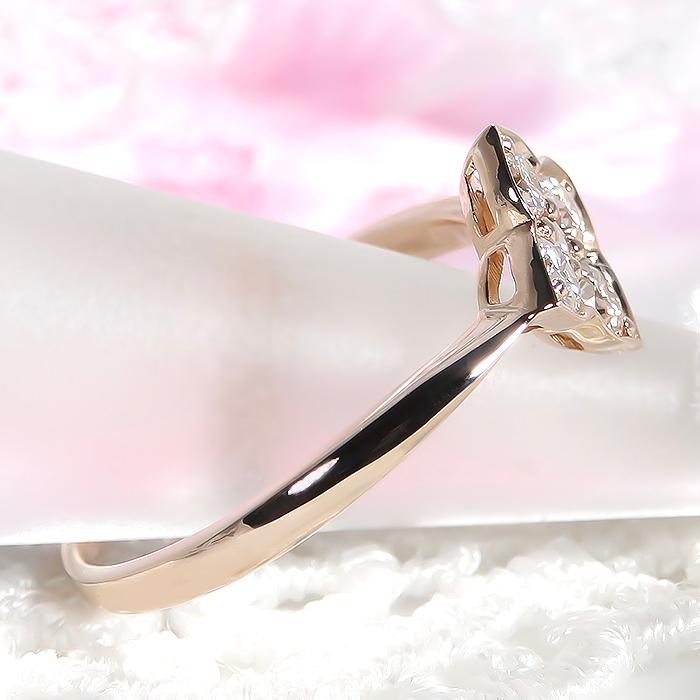 K18YG PG WG 0.30ct フラワー ダイヤモンド リング ジュエリー 18k 花 0.3カラット ルテニウム割 プラチナ ゴールド 18金 4月誕生石 おしゃれ ber0338の画像