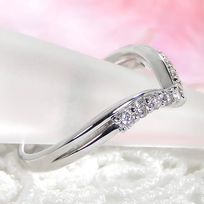 Pt900 0.20ct Vライン ダイヤモンド リング ジュエリー V字 Ｖ 0.2カラット ルテニウム割 プラチナ 10石 テンダイヤモンド 10粒 プラチナ900 ber0339の画像